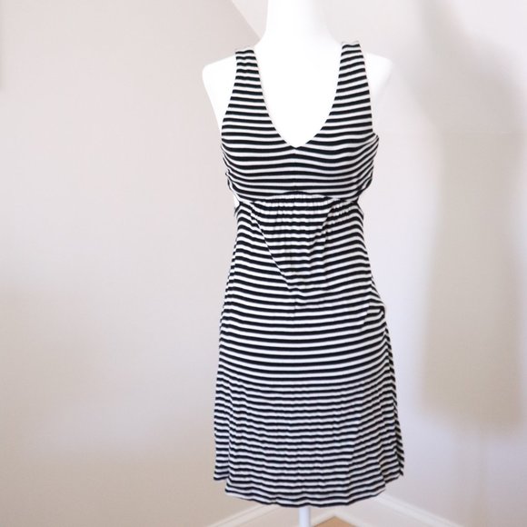 LOFT Beach Black Cutout Back Striped Dress XS - Picture 2 of 4